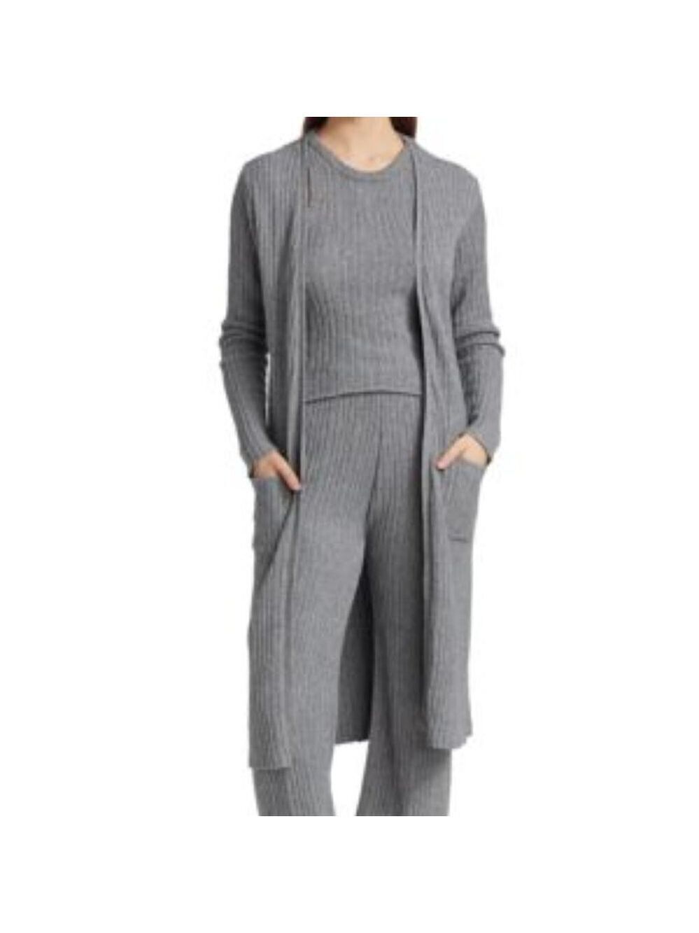 Naadam Grey Ribbed Merino Wool Duster AND Matching Tank Set Size XS and S